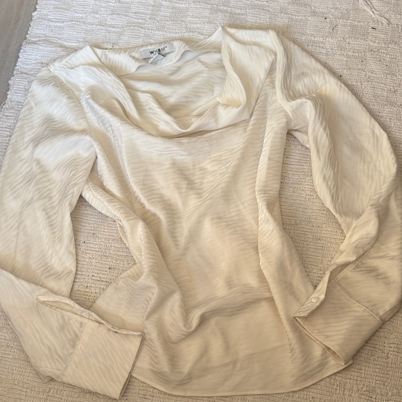 White House Black Market Tops - White House Black Market Cream Draped Blouse